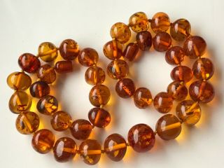 RARE Natural Vintage Amber Beads Antique Baltic Old Necklace 54.  18 gr 5
