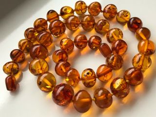 RARE Natural Vintage Amber Beads Antique Baltic Old Necklace 54.  18 gr 8