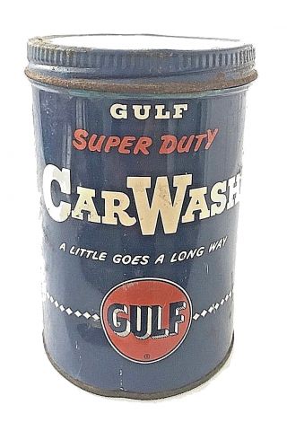 Vintage Gulf Oil Co.  Duty Car Wash Metal Tin Can Contents