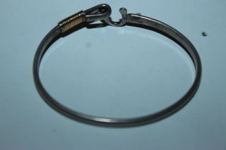 Vintage Sterling Silver 14k Sonya Ltd St.  Croix Hook Hammered Bracelet 12.  98g N2