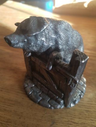 Large Pig At The Gate Sterling Silver Filled From.  1990 S Country Artist