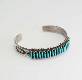 Vintage Sterling Silver Turquoise Zuni Native American Cuff Bracelet Signed