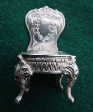 Antique Silver Regency Period Miniature Parlour Chair 1901 Rare Mark
