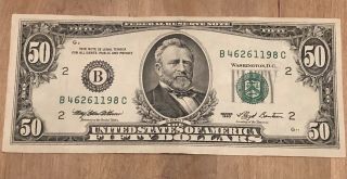 1993 $50 Fifty Dollar Bill Federal Reserve Note York Vintage Old Money
