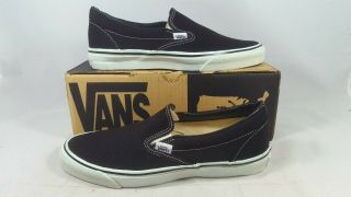 Vintage Vans Slip On Shoes Black Made Usa Men 