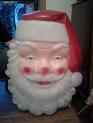 Vintage 36 " Empire Lighted Blow Mold Giant Santa Face Christmas Outdoor