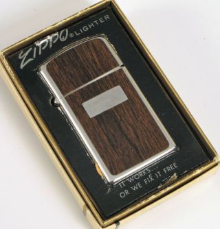 Vintage Zippo Cigarette Lighter Bradford Pa Very Stainless Wood Inlay