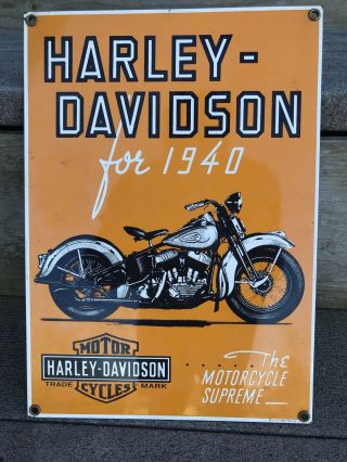 Antique Harley Davidson Motorcycle For 1940 Wl Porcelain Metal Gas Oil Sign