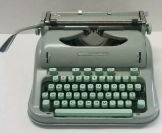 Vintage 1961 Hermes 3000 Portable Typewriter W/case Seafoam Green 3069730