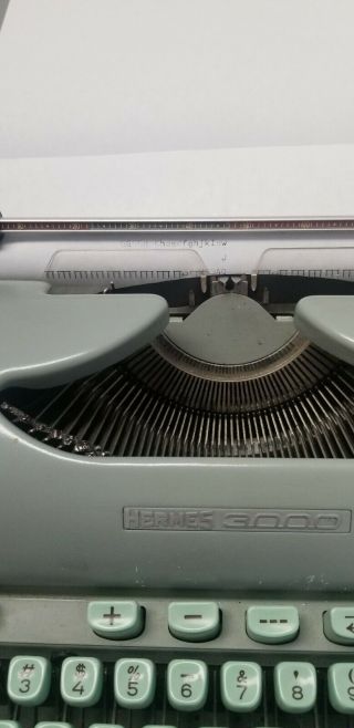 Vintage 1961 Hermes 3000 Portable Typewriter W/Case Seafoam Green 3069730 5