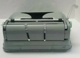 Vintage 1961 Hermes 3000 Portable Typewriter W/Case Seafoam Green 3069730 7