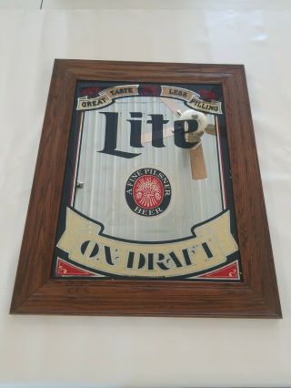 Vintage Miller Lite Cold Beer Great Taste Less Filling Large Bar Mirror - 1980