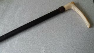 Vintage/Antique Antler / leather Whip /Riding Crop - 20 inches long 2