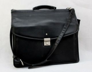 Vintage Black Soft Leather Amiet Men ' s Briefcase Messenger MacBook Laptop 3