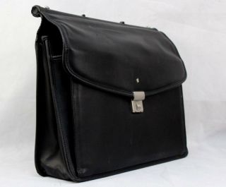 Vintage Black Soft Leather Amiet Men ' s Briefcase Messenger MacBook Laptop 4