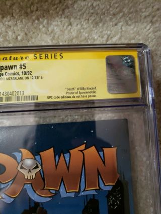 SPAWN 5 CGC SS 9.  8 NEWSSTAND EDITION SIGNED BY TODD MCFARLANE RARE OOP 3