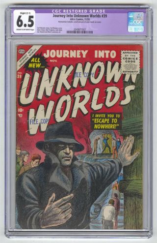 Journey Into Unknown Worlds 39 Cgc 6.  5 Vintage Marvel Atlas Comic Gold 10c
