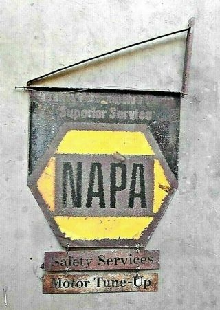 Vintage Napa Auto Parts & Service Dbl Sd.  Hanging Sign 32 " X 24 " Rare