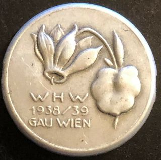 Ww2 German 3rd Reich W.  H.  W Winterhilfswerk Charity Tinnie Pin 1938/1939 Gau Wien