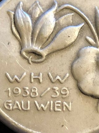 WW2 German 3rd Reich W.  H.  W Winterhilfswerk Charity Tinnie PIN 1938/1939 GAU WIEN 2