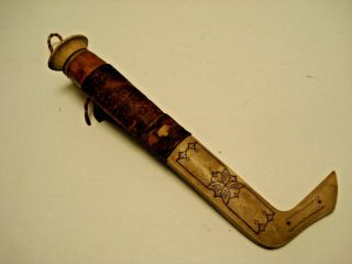 Vintage Old Puukko Knife Handmade Finland ? Signed A S Caribou Horn