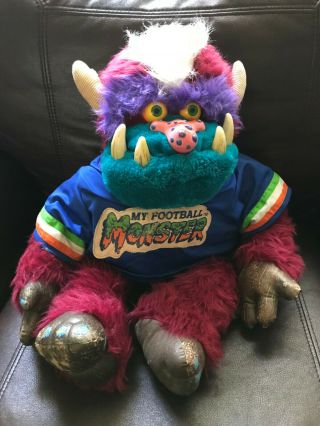 My Pet Monster Football Amtoy 1986 Vintage Doll Plush Rare Purple Jersey