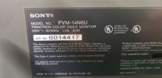 Vintage Sony Trinitron PVM - 14N6U 14 