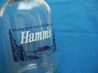 Vintage Hamm ' s Beer Glass Draft Carry Jug Jar with Wire Handle 2