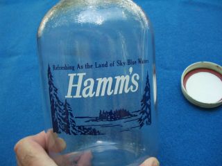 Vintage Hamm ' s Beer Glass Draft Carry Jug Jar with Wire Handle 6