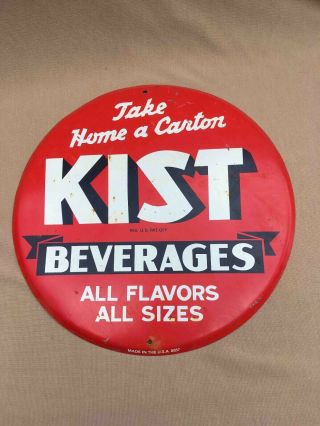 Vintage Take Home A Carton Of Kist Beverages All Flavors Soda 10 " Button Sign
