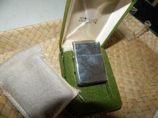Vintage Zippo Sterling Silver Cigarette Lighter With Pouch And Box 12