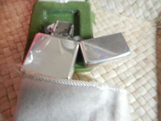 Vintage Zippo Sterling Silver Cigarette Lighter With Pouch And Box 2