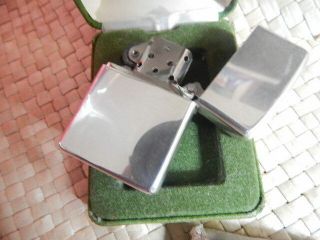 Vintage Zippo Sterling Silver Cigarette Lighter With Pouch And Box 3