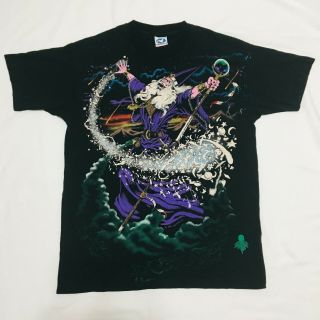 Vintage 1994 Liquid Blue Wizard All Over Print Xl T Shirt Fantasy Magic 90s