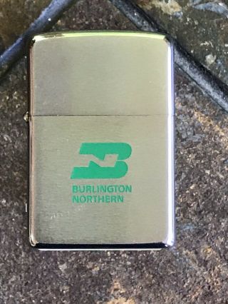Vintage Zippo Lighter Burlington Northern Railroad 1970 Rare Train Advertising