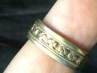 Vintage 14k Yellow Gold Wedding Band Edwardian Ring Heavy Embossed 3 Grams 6.  5
