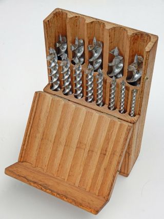 Vintage Greenlee Jennings Pattern Auger Drill Bit Set Of 13 Oak Box Made In Usa