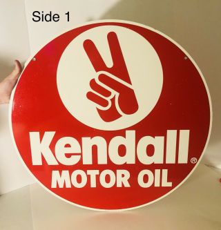 Nos 24” Vintage Double Sided Kendall Round Motor Oil Sign - Old Stock -