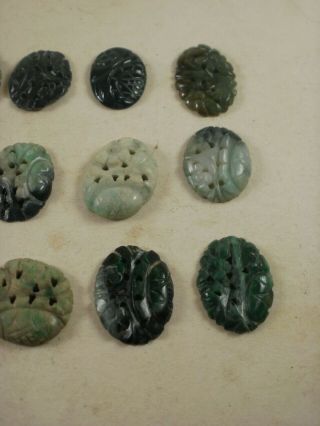 23 Vintage Chinese Carved Natural Jade Loose Stones Old Jewelry Store Stock