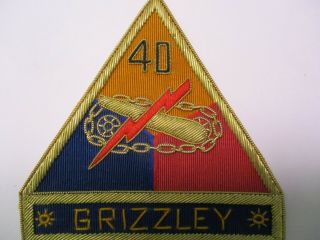 U.  S.  Army Wwii Veteran Blazer Patch For 40th Armored Diviision " Grizzley "