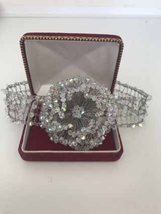 Vintage Jewellery Sterling Silver Choker Necklace Diamond Glass Crystal Flapper