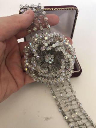 Vintage Jewellery Sterling Silver CHOKER NECKLACE diamond glass crystal flapper 3