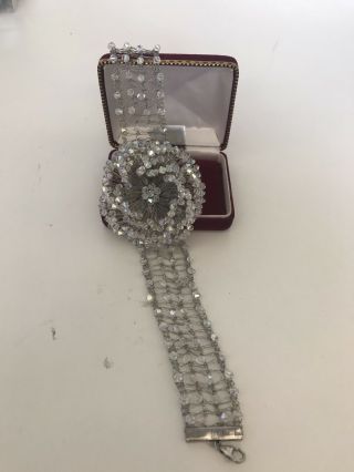 Vintage Jewellery Sterling Silver CHOKER NECKLACE diamond glass crystal flapper 4