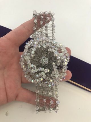 Vintage Jewellery Sterling Silver CHOKER NECKLACE diamond glass crystal flapper 6