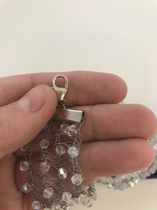 Vintage Jewellery Sterling Silver CHOKER NECKLACE diamond glass crystal flapper 8
