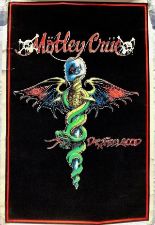 Vtg 1980s Motley Crue Dr Feelgood Black Light Poster Tommy Lee Nikki Sixx Neil