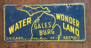 Vintage Galesburg Michigan Mi License Plate Detroit Chicago Rare