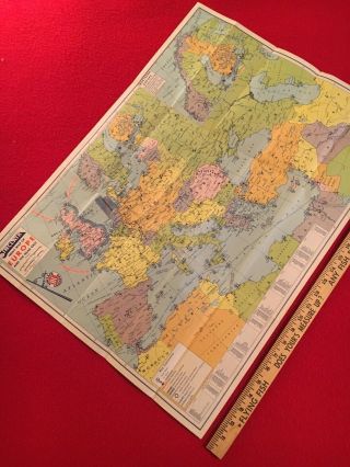 Ww2 War Zone Map “sinclair News Map Of Europe &the Near East” 2 - Sided Near