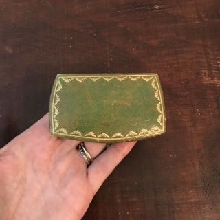 Vntg/antique Cartier Jewelers Box Green Leather Gilded Gold