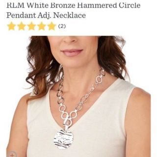 Robert Lee Morris RLM White Bronze Hammered Circle Pendant Necklace 5
